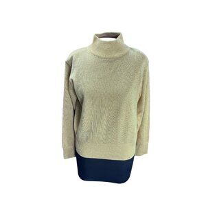 Dressbarn Gold Metallic Turtleneck Sweater M Acrylic Blend Womens